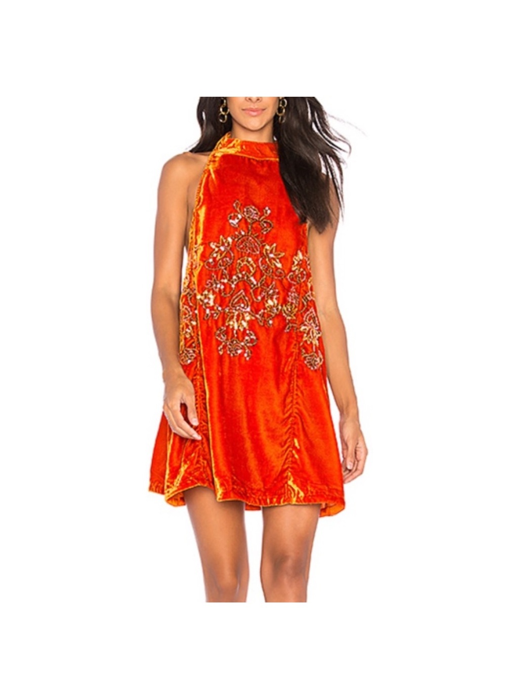 NWOT Free People Jill Sequin Swing Velvet Mini Dress